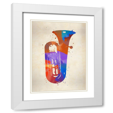 Brass II Tuba White Modern Wood Framed Art Print with Double Matting by Sproul, Dan