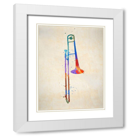 The Slid Trombone White Modern Wood Framed Art Print with Double Matting by Sproul, Dan