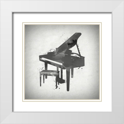 Black and White PIano White Modern Wood Framed Art Print with Double Matting by Sproul, Dan