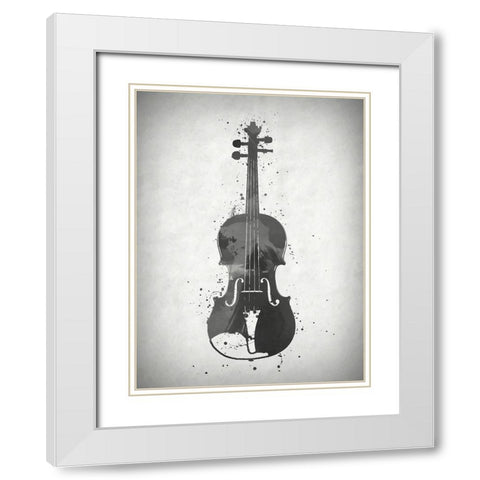 Black and White Cello White Modern Wood Framed Art Print with Double Matting by Sproul, Dan