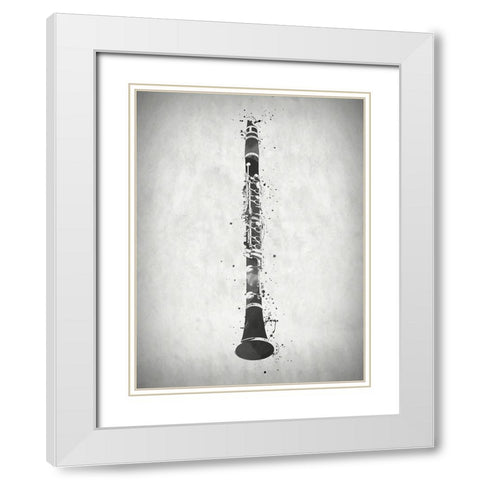 Black and White Clarinet White Modern Wood Framed Art Print with Double Matting by Sproul, Dan