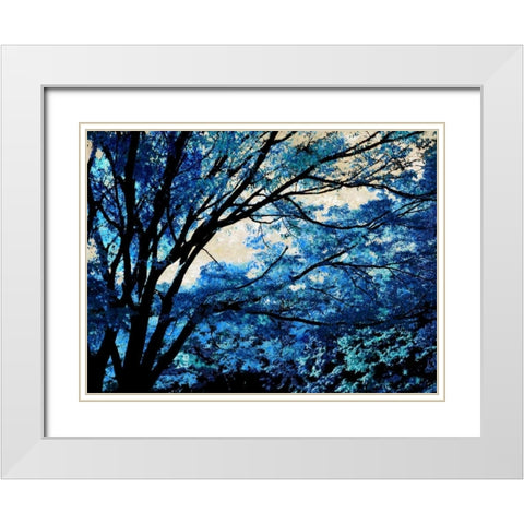 Blue Forest III White Modern Wood Framed Art Print with Double Matting by Scott, Derek