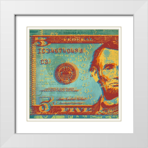 Five Bucks I White Modern Wood Framed Art Print with Double Matting by Chambers, Dustin