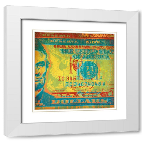 Five Bucks II White Modern Wood Framed Art Print with Double Matting by Chambers, Dustin