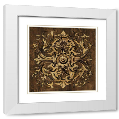 Classic Scroll I White Modern Wood Framed Art Print with Double Matting by Wright, Dylan