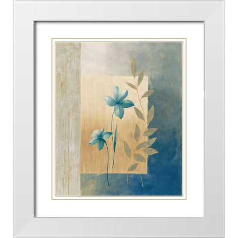 Fleurs bleues I White Modern Wood Framed Art Print with Double Matting by Bonnard, Etienne