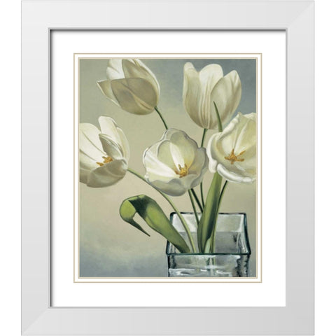Tulipani in vaso White Modern Wood Framed Art Print with Double Matting by Barberini, Eva