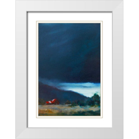 Red Barn White Modern Wood Framed Art Print with Double Matting by Barbini, Eddie