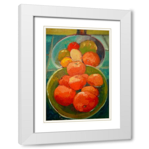 Fruit Bowls White Modern Wood Framed Art Print with Double Matting by Barbini, Eddie