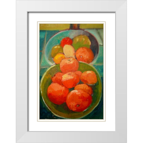 Fruit Bowls White Modern Wood Framed Art Print with Double Matting by Barbini, Eddie