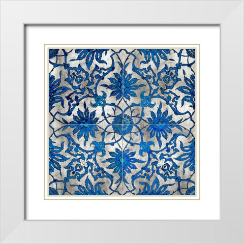 Ornate In Silver and Blue White Modern Wood Framed Art Print with Double Matting by Roberts, Ellie