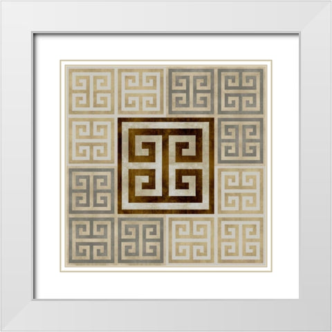 Greek Key III White Modern Wood Framed Art Print with Double Matting by Roberts, Ellie
