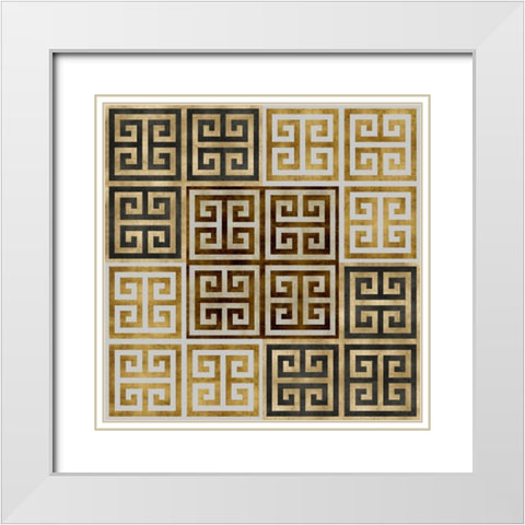 Greek Key II White Modern Wood Framed Art Print with Double Matting by Roberts, Ellie