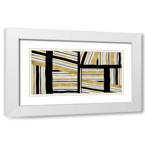 Intersect - Golden White Modern Wood Framed Art Print with Double Matting by Roberts, Ellie
