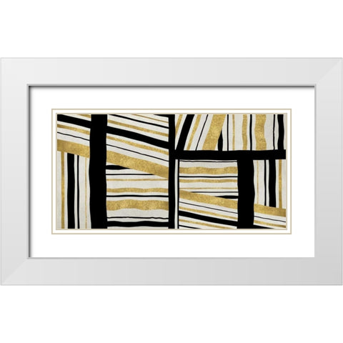 Intersect - Golden White Modern Wood Framed Art Print with Double Matting by Roberts, Ellie