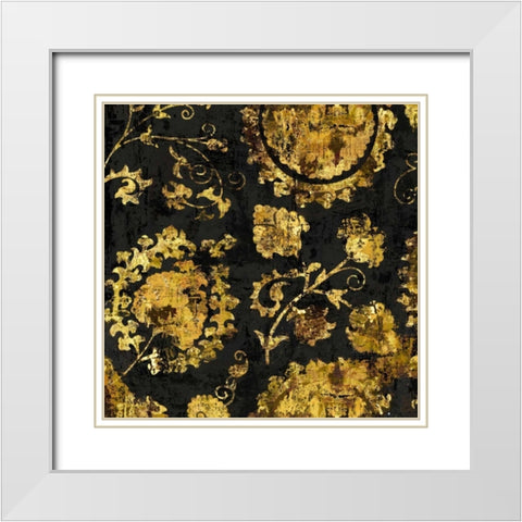Adornment in Gold II White Modern Wood Framed Art Print with Double Matting by Roberts, Ellie