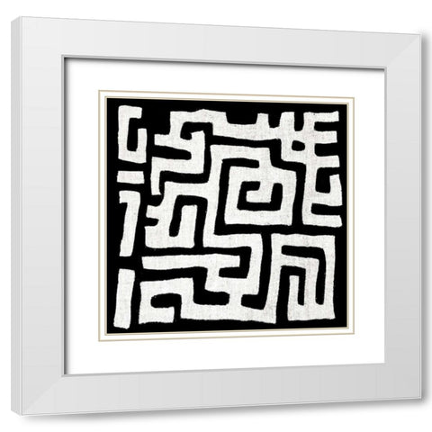 Mudcloth Black I White Modern Wood Framed Art Print with Double Matting by Roberts, Ellie