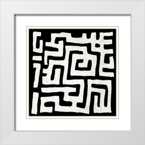 Mudcloth Black I White Modern Wood Framed Art Print with Double Matting by Roberts, Ellie