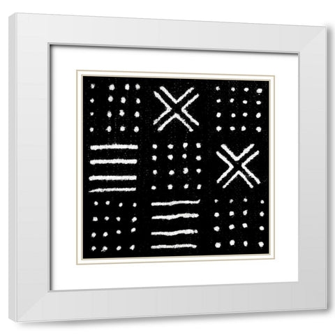Mudcloth Black II White Modern Wood Framed Art Print with Double Matting by Roberts, Ellie