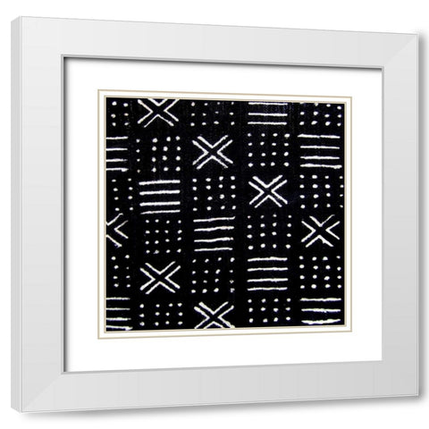 Mudcloth Black III White Modern Wood Framed Art Print with Double Matting by Roberts, Ellie