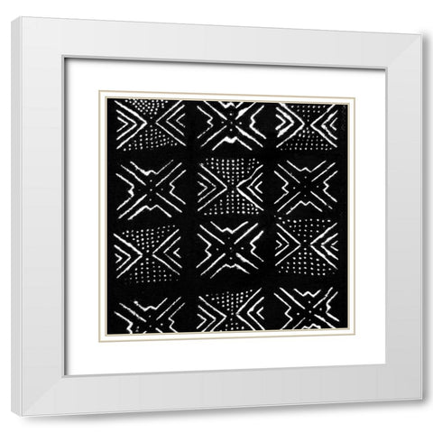 Mudcloth Black IV White Modern Wood Framed Art Print with Double Matting by Roberts, Ellie