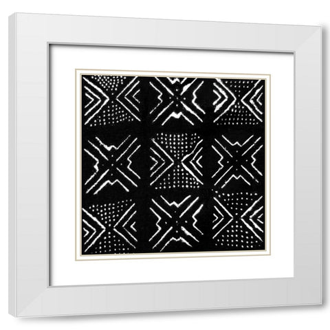 Mudcloth Black V White Modern Wood Framed Art Print with Double Matting by Roberts, Ellie