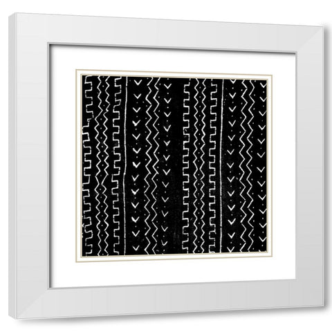 Mudcloth Black VI White Modern Wood Framed Art Print with Double Matting by Roberts, Ellie