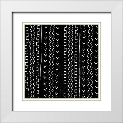 Mudcloth Black VI White Modern Wood Framed Art Print with Double Matting by Roberts, Ellie