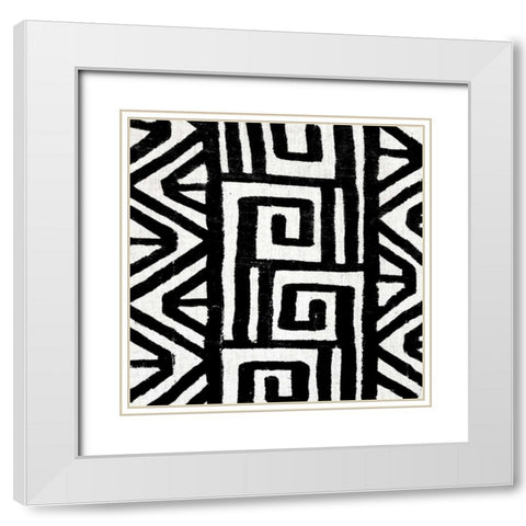 Mudcloth Black VIII White Modern Wood Framed Art Print with Double Matting by Roberts, Ellie