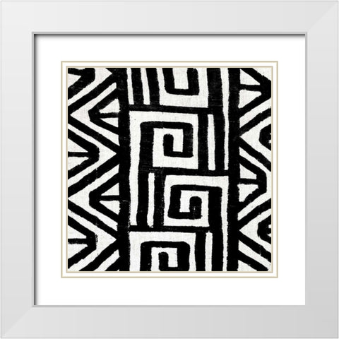 Mudcloth Black VIII White Modern Wood Framed Art Print with Double Matting by Roberts, Ellie