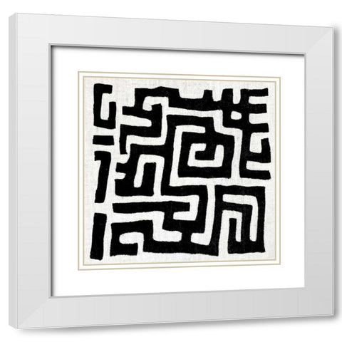 Mudcloth White I White Modern Wood Framed Art Print with Double Matting by Roberts, Ellie