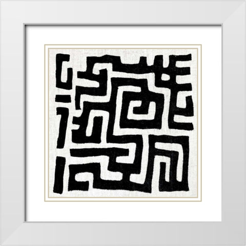Mudcloth White I White Modern Wood Framed Art Print with Double Matting by Roberts, Ellie