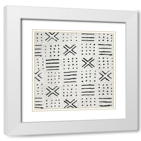 Mudcloth White III White Modern Wood Framed Art Print with Double Matting by Roberts, Ellie