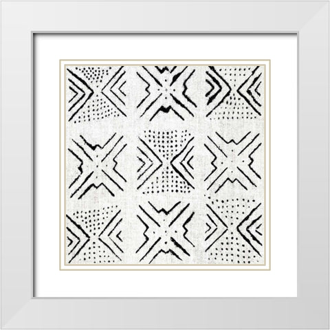 Mudcloth White IV White Modern Wood Framed Art Print with Double Matting by Roberts, Ellie