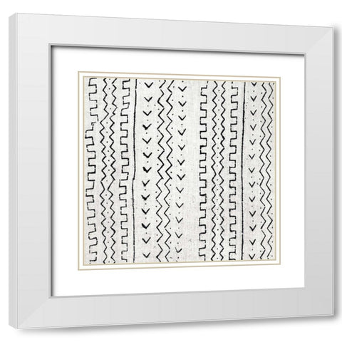 Mudcloth White VI White Modern Wood Framed Art Print with Double Matting by Roberts, Ellie
