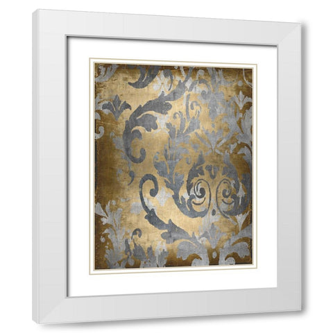 Damask in Gold II White Modern Wood Framed Art Print with Double Matting by Roberts, Ellie