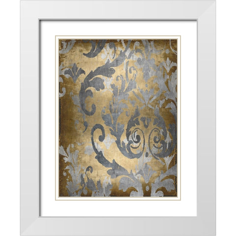 Damask in Gold II White Modern Wood Framed Art Print with Double Matting by Roberts, Ellie
