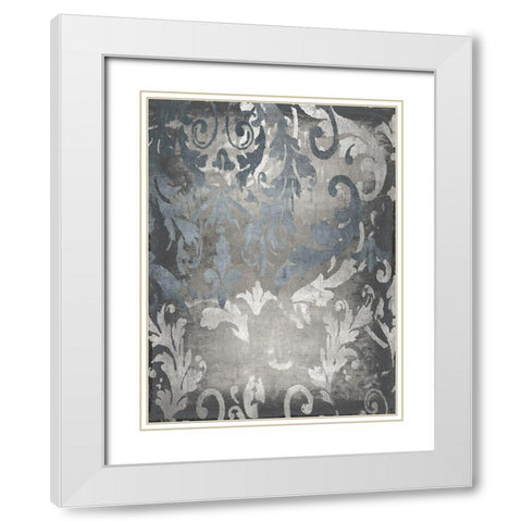 Damask in Silver I White Modern Wood Framed Art Print with Double Matting by Roberts, Ellie