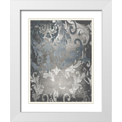 Damask in Silver I White Modern Wood Framed Art Print with Double Matting by Roberts, Ellie