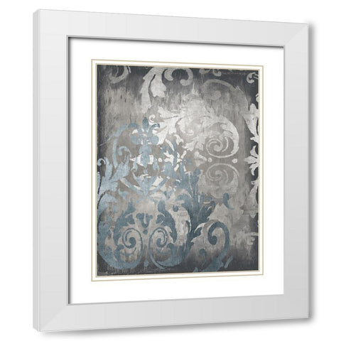 Damask in Silver II White Modern Wood Framed Art Print with Double Matting by Roberts, Ellie