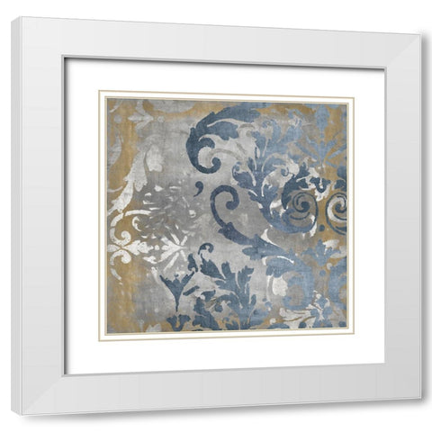 Damask in Silver and Gold II White Modern Wood Framed Art Print with Double Matting by Roberts, Ellie