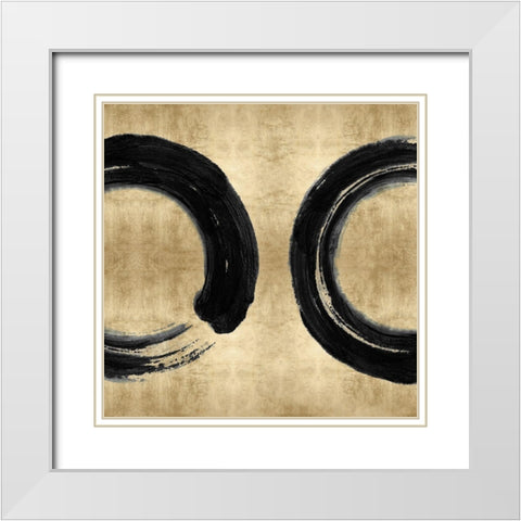 Black Zen Circle on Gold II White Modern Wood Framed Art Print with Double Matting by Roberts, Ellie