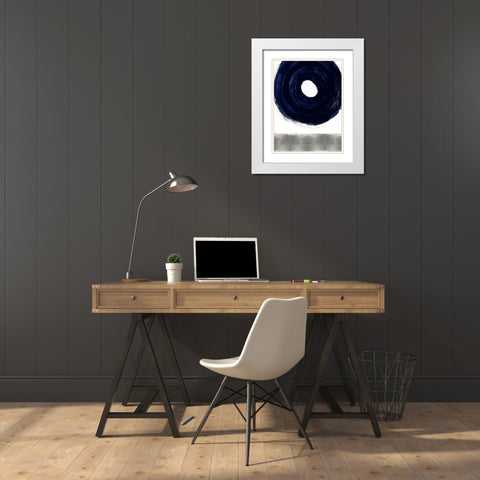 Glide Blue I White Modern Wood Framed Art Print with Double Matting by Roberts, Ellie