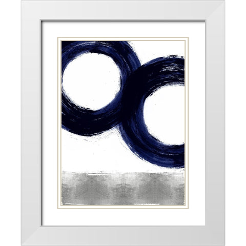 Gravitate Blue III White Modern Wood Framed Art Print with Double Matting by Roberts, Ellie