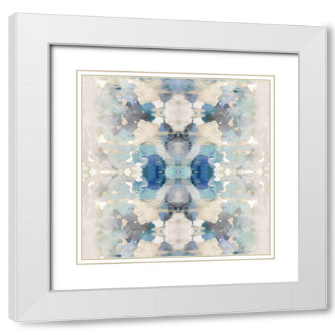 Resonate Blue and Aqua White Modern Wood Framed Art Print with Double Matting by Blake, Madeline