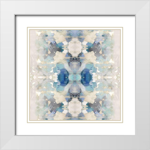 Resonate Blue and Aqua White Modern Wood Framed Art Print with Double Matting by Blake, Madeline
