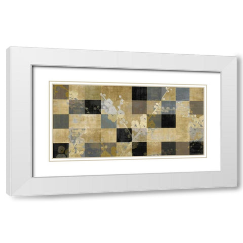 Blossoms In Gold White Modern Wood Framed Art Print with Double Matting by Lange, Erin