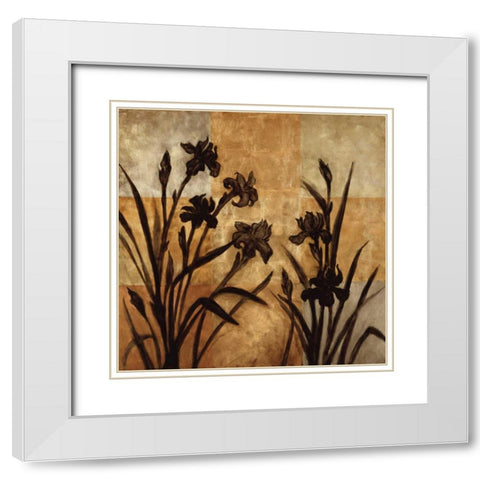 Iris Silhouette I White Modern Wood Framed Art Print with Double Matting by Lange, Erin