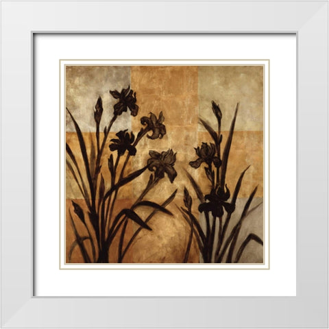 Iris Silhouette I White Modern Wood Framed Art Print with Double Matting by Lange, Erin