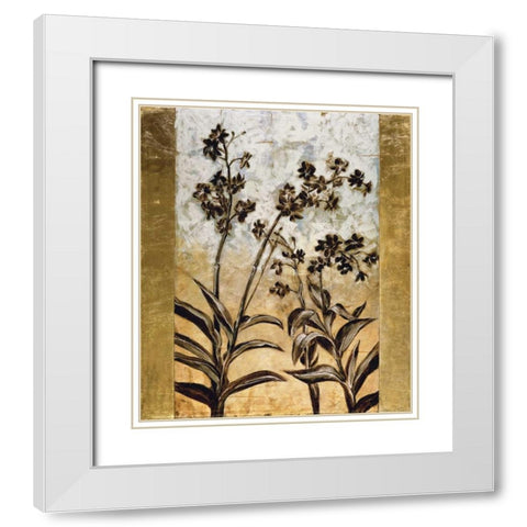Orchid Silhouette White Modern Wood Framed Art Print with Double Matting by Lange, Erin